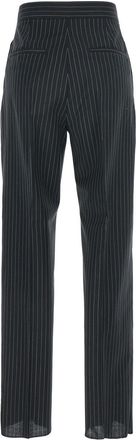 Max Mara Womens Black Pants With Concealed Closure And Stripes Virgin Wool Trousers
