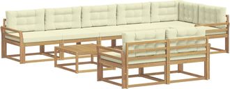 vidaXL Conjunto De Sof&aacute;s De Exterior 9 Uds. Blanco Y Crema Poli&eacute;ster Vidaxl