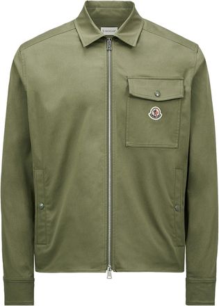 Moncler Cotton Gabardine Zip-up Shirt Jacket Green Size XL