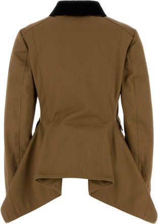 Alexander McQueen Cotton Jacket with Velvet Collar Jacket - Caramel