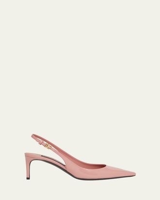 Dolce & Gabbana Glossy Leather Snip-Toe Slingback Pumps