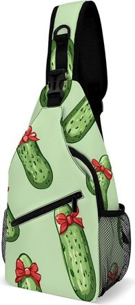 Generic Christmas Pickles Mens Crossbody Chest Sling Bag for Travel Hiking Lightweight Shoulder Bags with Small Side