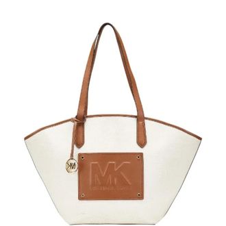 Michael Kors Pre-owned Tote Bags, female, White, Size: ONE SIZE Pre-owned Canvas Shoulder Bag