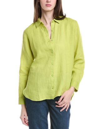 Eileen Fisher Petite Classic Collar Linen Long Shirt