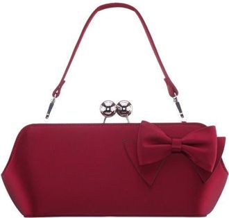 Nina Kenji Bow Satin Clutch in Cherrywood at Nordstrom