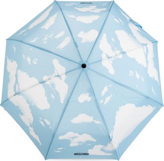 Moschino Folding Umbrella With Print, Unisex, Blue