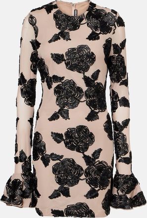 Rotate Floral mesh minidress