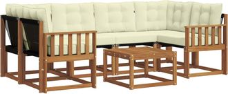 vidaXL Conjunto De Sof&aacute;s De Exterior 7 Uds. Natural Y Crema Vidaxl