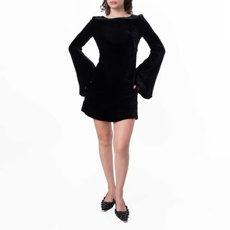 Bally Long-Sleeved Velvet Mini Dress, Brand Size 36 ( US Size 0 )