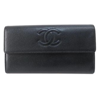 Chanel Pre-owned Wallets, female, Black, Size: ONE SIZE Pre-owned Coco Mark Long Wallet