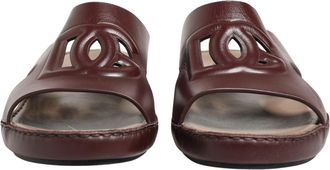 Dolce & Gabbana Womens Maroon Leather Cutout Dg Logo Sandals Shoes