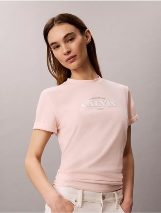 Calvin Klein Jeans Calvin Klein Womens Bold Logo Graphic Classic T-Shirt - Light/Pastel Orange - XL