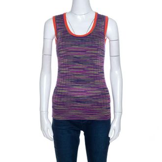 M Missoni Multicolor Knit Contrast Trim Sleeveless Tank Top