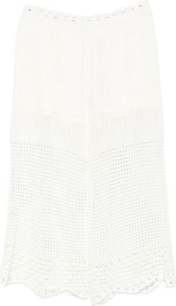 Iro White Crochet Knit Scalloped Hem Pant