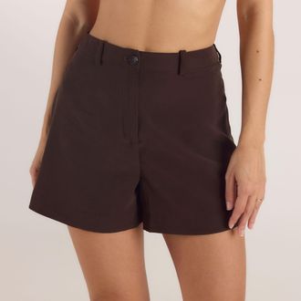 Lounge Getailleerde Shorts met hoge taille - Chocolade - 34