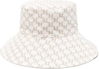 Karl Lagerfeld monogram-pattern cap - women - Cotton - One Size - Neutrals