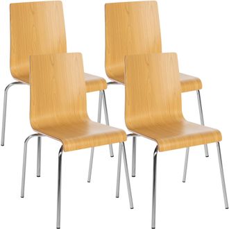 Clp Set De 4 Sillas Apilables Gahanna Natural