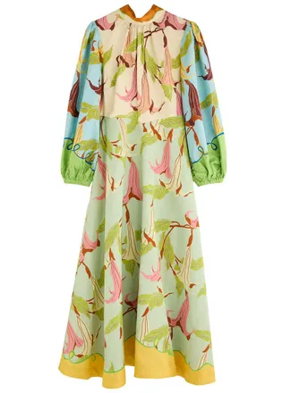 オールインワン・サロペット Alemais Daria Graphic-Print Silk Midi Dress Alemais Daria Graphic-Print Silk Midi Dress | ShopSimon