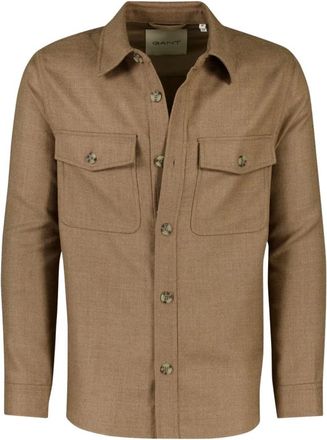 GANT Heren, Overhemden, Bruin, Maat: 5XL Wol