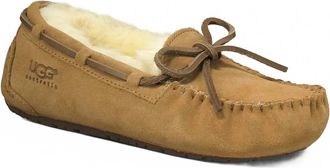 UGG Womens Dakota Shearling Logo Slippers In Chestnut