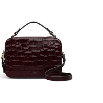 Radley London Hadley Lane Faux Croc Medium Ziptop Crossbody Bag in Dark Cherry at Nordstrom