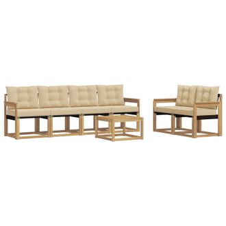 vidaXL Conjunto De Sof&aacute;s De Exterior Con Coj&iacute;n 7 Pcs Y Beige Vidaxl