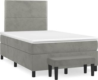 vidaXL Vidaxl - Cama Box Spring Con Colch&oacute;n Terciopelo Gris Claro 120x190 Cm