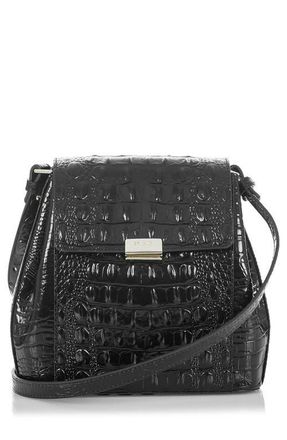 Brahmin Margo Croc Embossed Leather Crossbody Bag in Black at Nordstrom