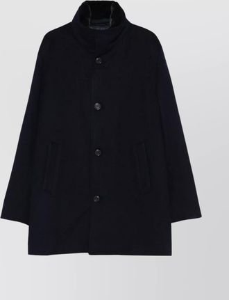 Paul & Shark high neck coat with fur trim and pockets