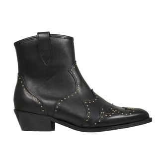 DWRS Dwrs, Schoenen, Dames, Zwart, 37 EU, Leer, Lyon Studs Enkellaarsjes