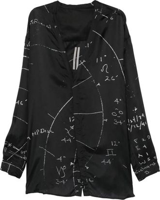 Rick Owens V-neck Long Sleeve Shirt - Heren - Casual Overhemden - Zwart - S - Overhemden