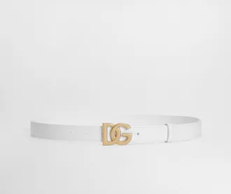 Dolce & Gabbana Calfskin Belt With Dg Logo - Woman Belts White Leather 100
