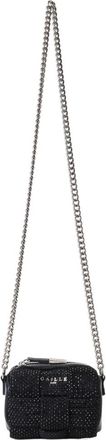 Ga&euml;lle Paris Zwarte Geweven Schoudertas met Strass Letters - Dames - Schoudertassen - Zwart - ONE Size - Tassen