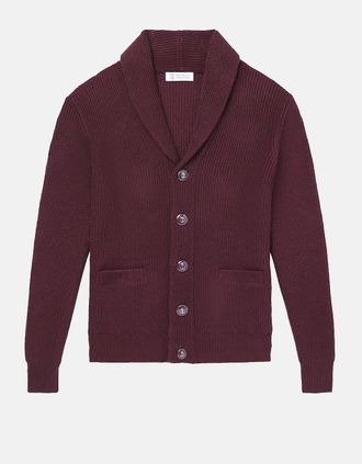 Brunello Cucinelli Mens SHAWL NECK CARDIGAN - Red - Size: 42