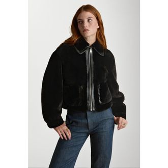 FURNIQ Lila Shearling Jacket in Black at Nordstrom, Size Xx-Large
