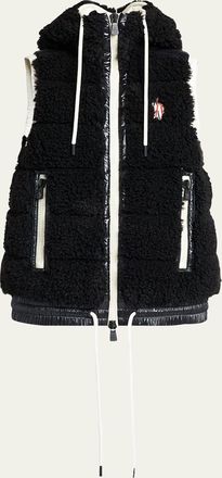 Moncler Faux Sherpa Drawstring Puffer Vest