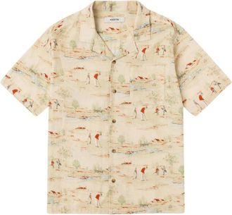 Kestin Crammond Shirt - Heren - Korte mouwen Overhemden - Geel - S - Katoen - Overhemden
