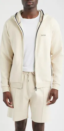 BOSS Sense Full Zip Hoodie in Open White at Nordstrom, Size Medium