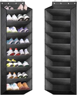 OEM Zapatero Colgante Para Puerta - 8 Compartimentos - Almacenamiento De Zapatos Que Ahorra Espacio - Negro