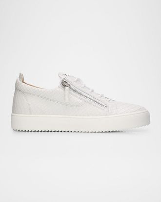 Giuseppe Zanotti Men & apos;s Frankie Snake-Effect Leather Double-Zip Sneakers