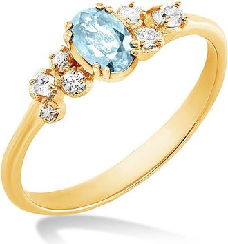 Dower & Hall 18k Oval Aquamarine & Diamond Stargazer Ring