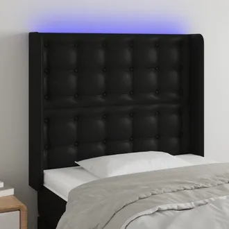 vidaXL Cabecero Con Led Cuero Sint&eacute;tico Negro 83x16x118/128 Cm Vidaxl