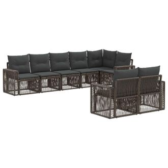 vidaXL Conjunto De Sof&aacute;s De Jard&iacute;n 8 Pcs Gris Y Gris Oscuro Vidaxl