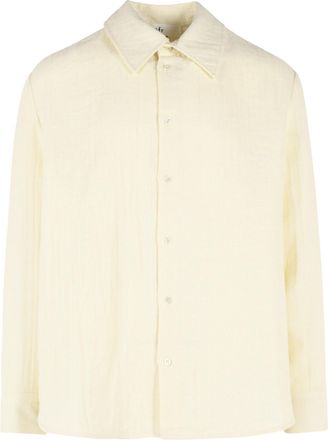 S&eacute;fr Wes Ecru Cotton And Linen Shirt