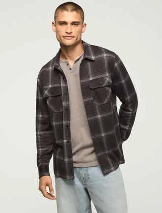 Lucky Brand Mens Plaid Brushed Knit Shirt