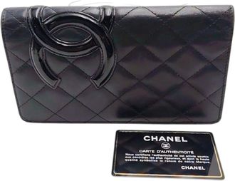Chanel Black Pink Leather Long Wallet (Bi-Fold) (Pre-Owned)
