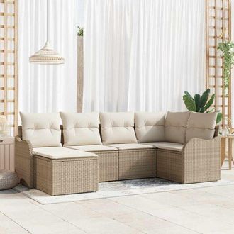 vidaXL Vidaxl - Conjunto De Sof&aacute; De Jard&iacute;n Con Coj&iacute;n 6 Pcs Beige Polirat&aacute;n