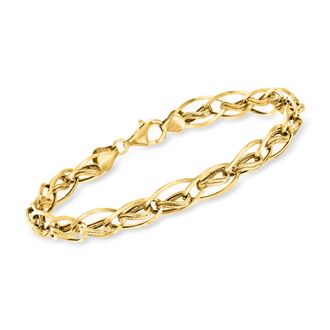 Ross-Simons 10kt Yellow Gold Twisted Double-Oval Link Bracelet