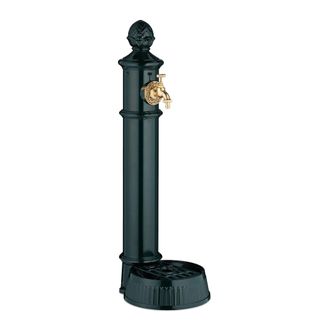 Relaxdays Relaxdays Fuente De Pie Antigua, Con Grifo Y Lavabo, 83x26x31,5 Cm, Bebedero De Jard&iacute;n, Terraza, Aluminio Fundido, Verde
