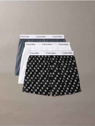 Calvin Klein Mens Icon Cotton Stretch 3-Pack Slim Boxer - Multi - XL